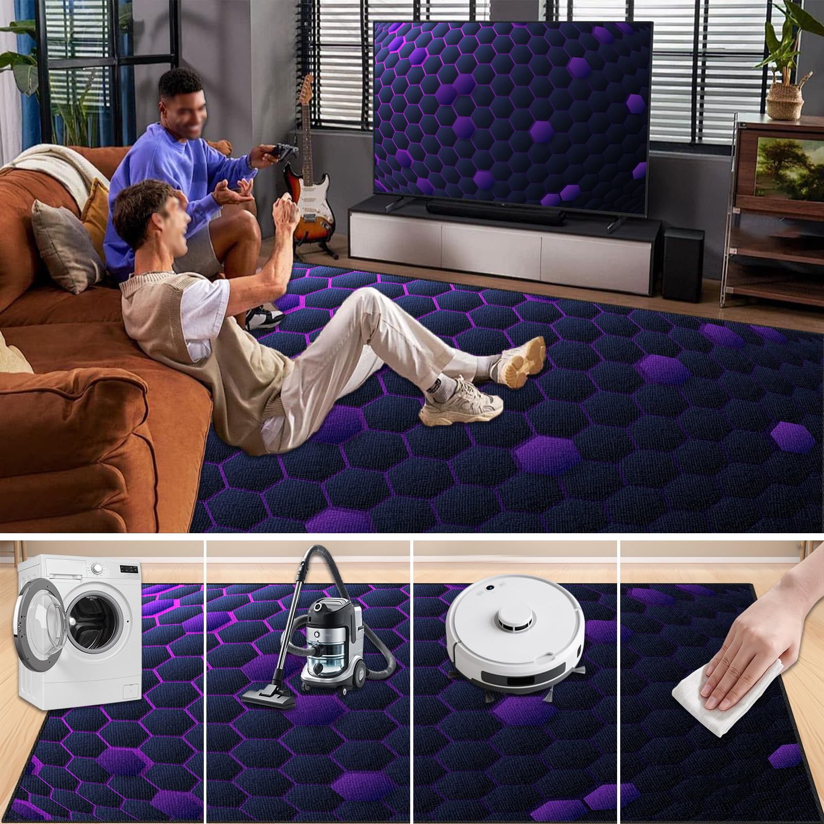 Alfombra Grande Salon Pelo Corto 3D Gaming Floor Carpet 80 x 100 cm