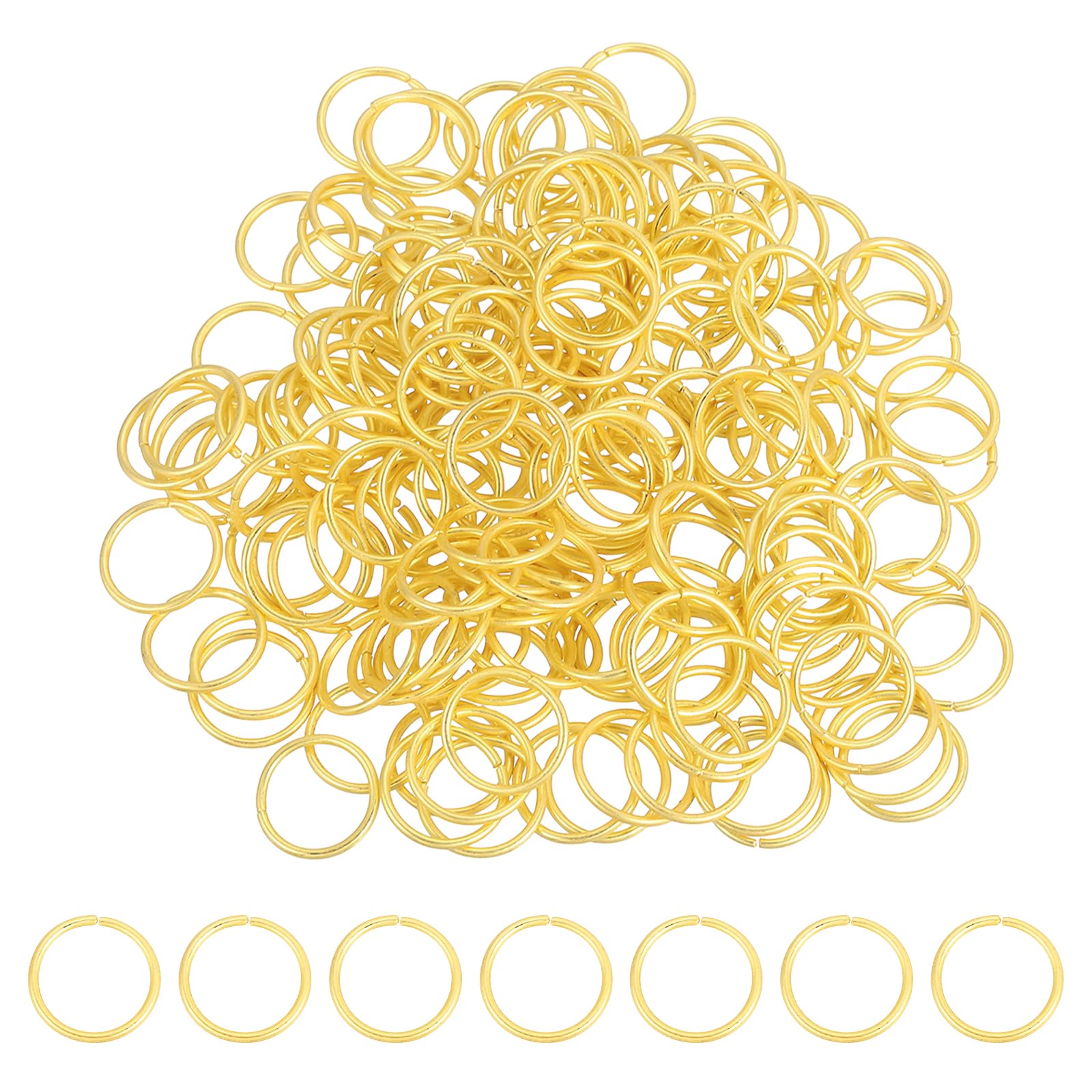 sourcing map 200 Pcs Open Jump Rings, 14mm Split Metal O Ring 1.2mm Thick Keychains Connector Ring for Jewelry Making DIY Necklaces Bracelet Earrings Craft Making, Matte Gold