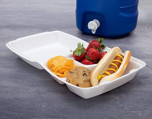 Miniatura 5 de Dart 85HT3R - Contenedor de espuma, tapa abatible, 3-comp, 8 3/8 X 7 7/8 X 3 1/4 (Caja de 200 unidades)