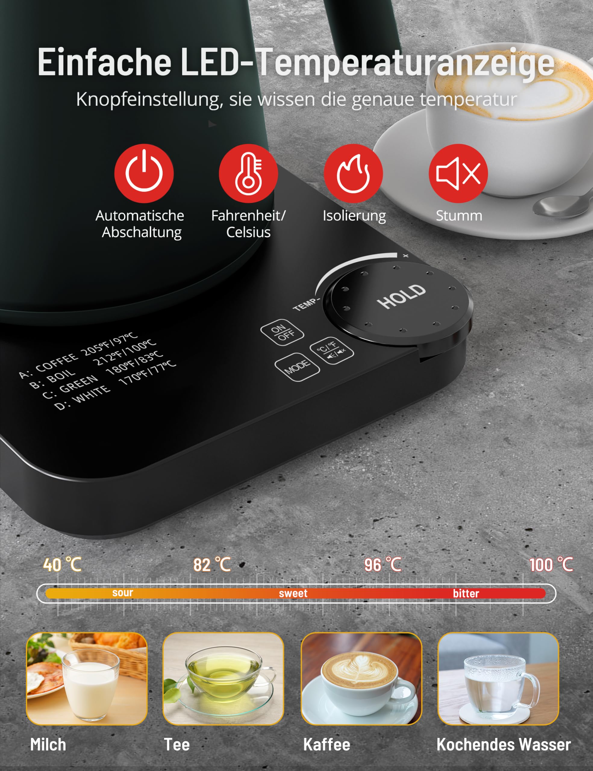 KitchenBrothers Waterkoker met Temperatuurregeling