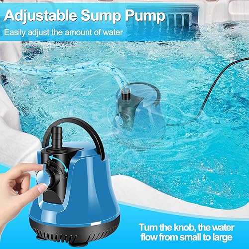 Miniatura 2 de Bomba de agua sumergible, bomba de sumidero de flujo ajustable, bomba de cubierta de piscina sobre el suelo, bombas eléctricas portátiles de