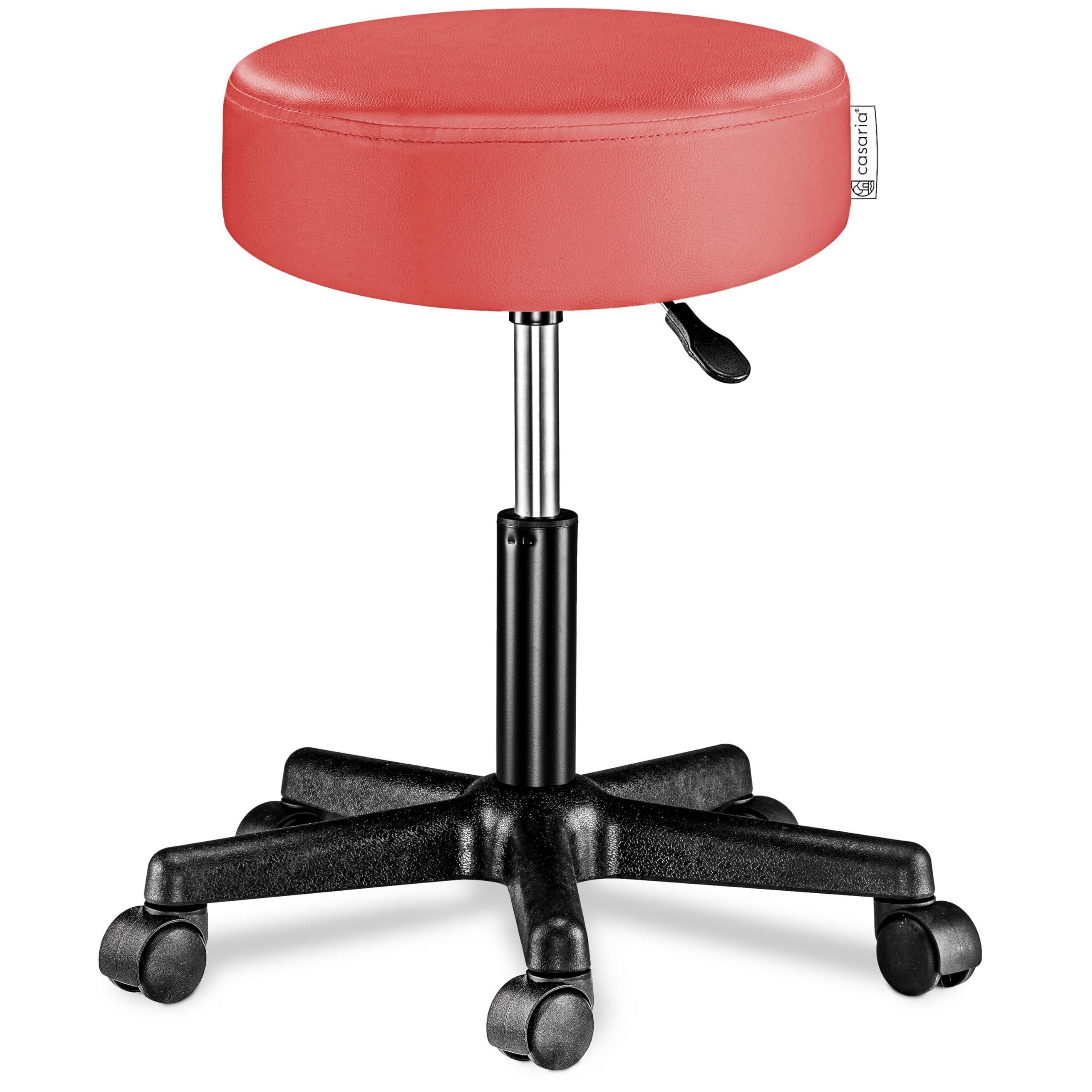 Rolkruk, draaikruk met wieltjes, werkkruk met rugleuning, bureaukruk, in hoogte verstelbaar, voor massage, kantoor, thuis, salon, kruk, stoel, barkruk, keukenkruk, in hoogte verstelbaar (zwart