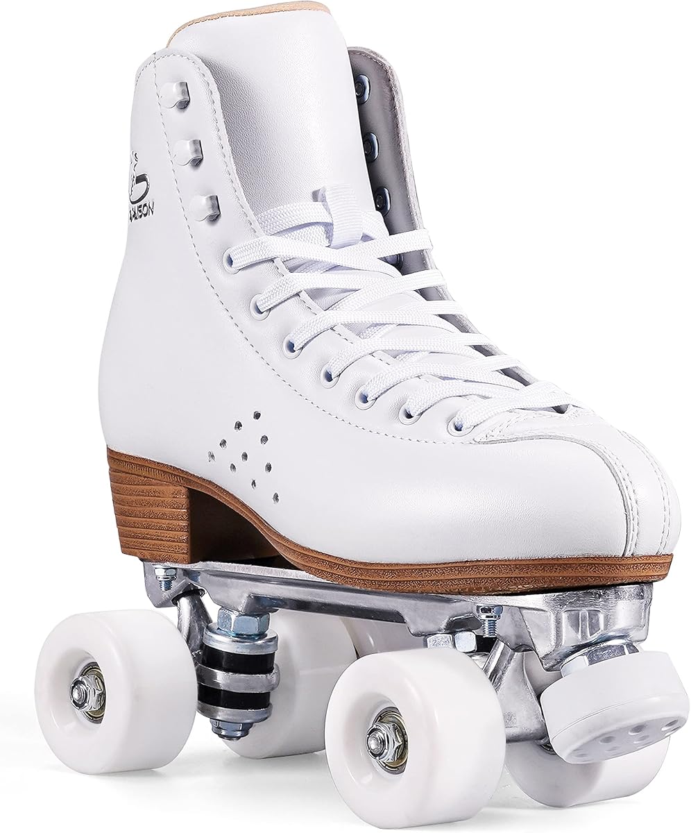 PAPAISON Patines de ruedas para mujeres y hombres, Patines de ruedas clásicos de doble fila de cuero de microfibra de 2 capas de lujo para niñas, Patines cuádruples profesionales para interiores y exteriores para niños y adultos...