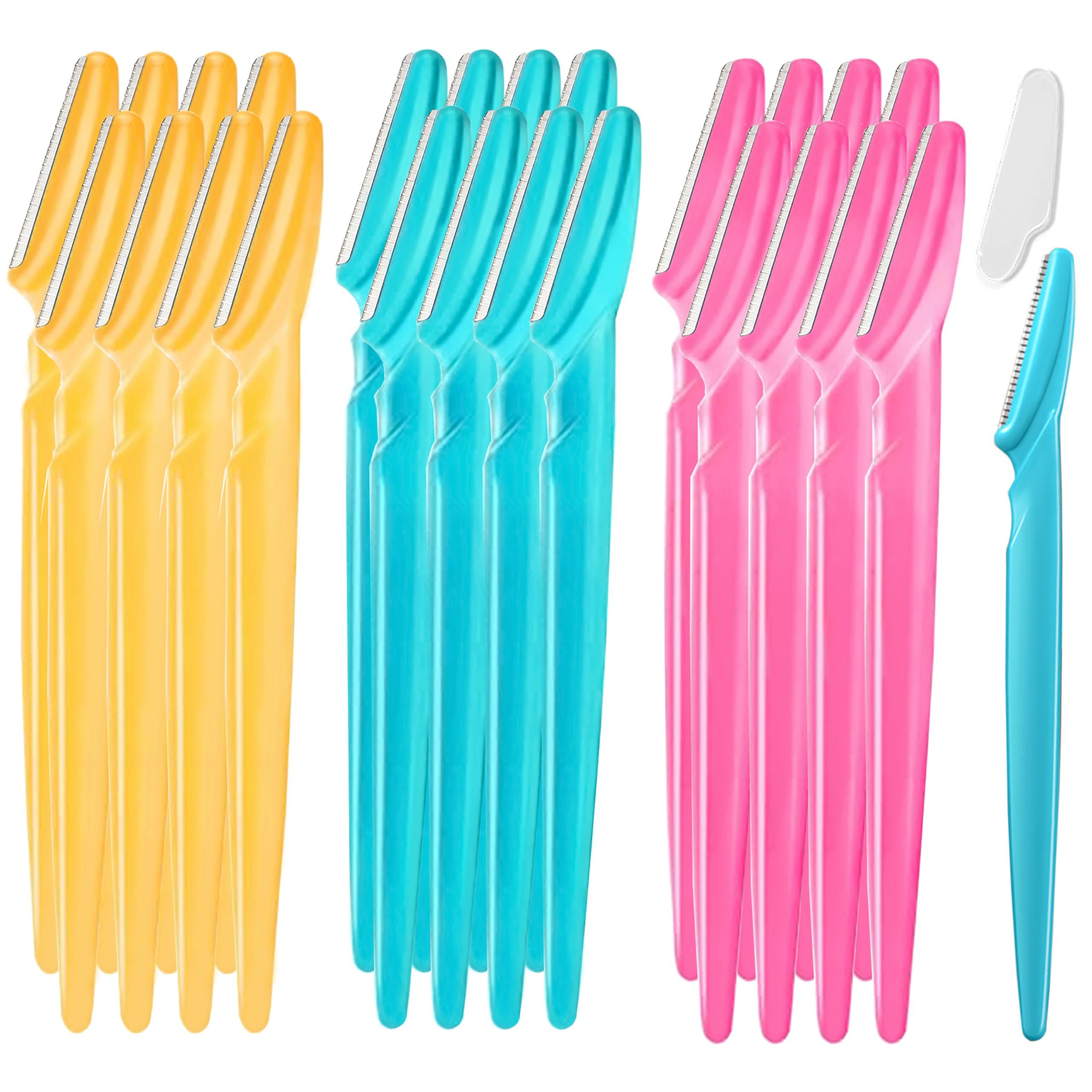 24 Pcs Eyebrow Razors for Women & Men - Dermaplaning Face Razor with Protective Cover, Facial Hair Trimmer Remover & Exfoliator for Flawless Makeup Application