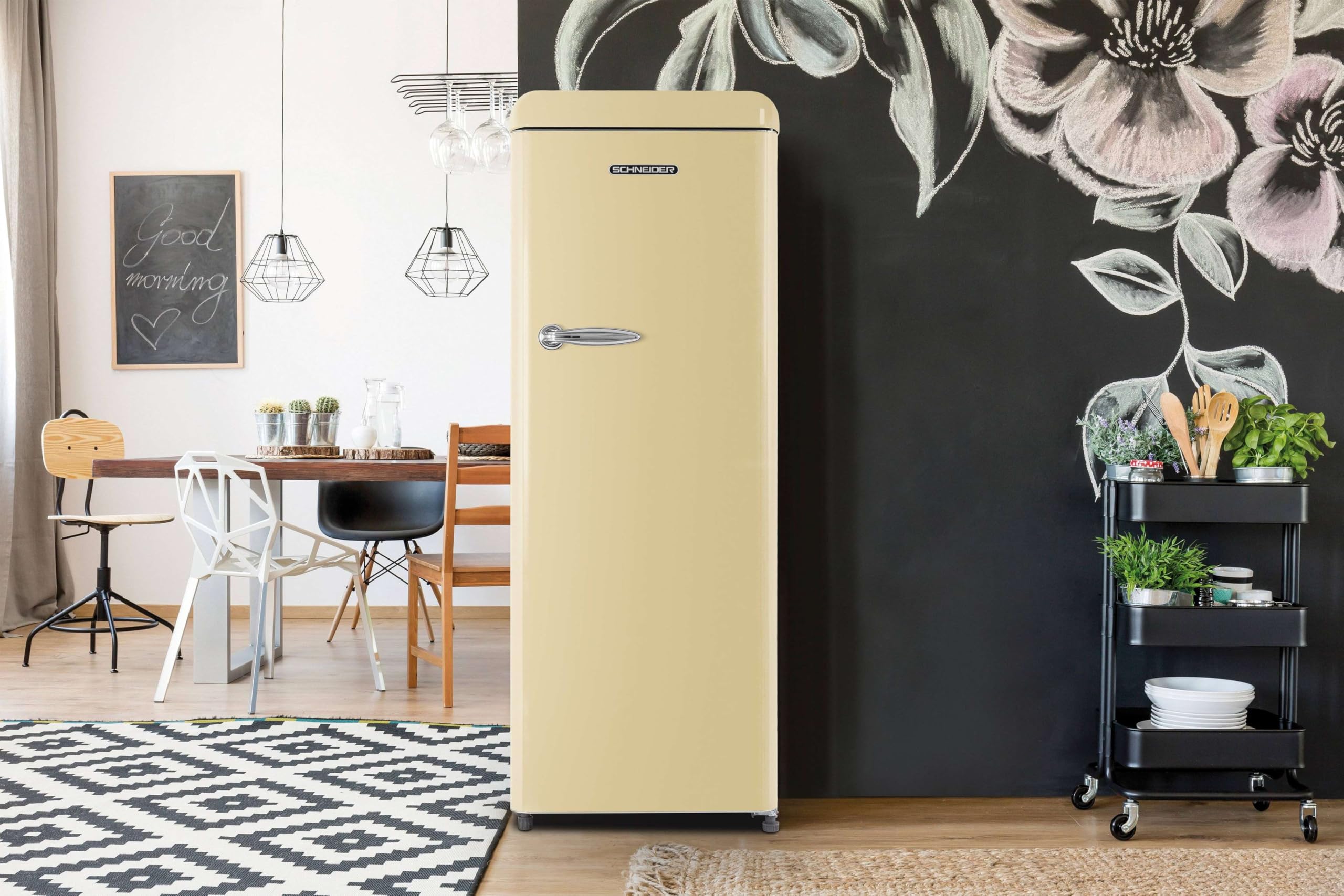 Schneider SCCL222V-CRE - Réfrigérateur une porte 229L Vintage Crème