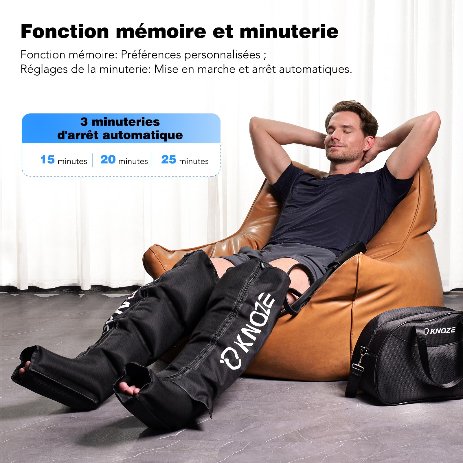 Appareil de Massage des Jambes par Compression d'air 6 Modes 6 Niveaux d'intensité pour Circulation Sanguine