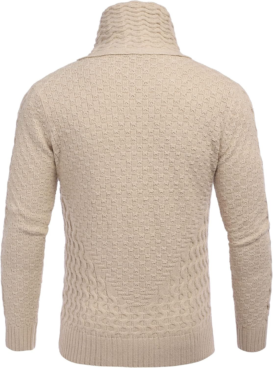 COOFANDY Men's Knitted Turtleneck Sweater Long Sleeve Slim Fit Designer Shawl Collar Pullover - Image 3
