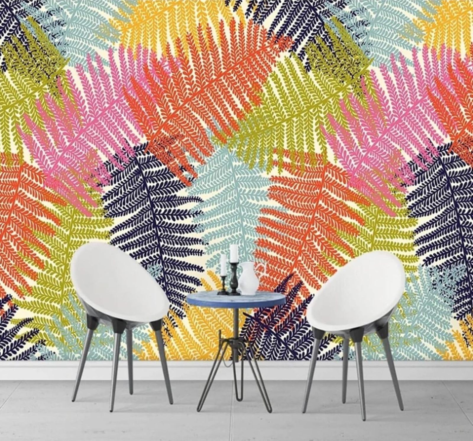 XLMING Minimalist Fresh Elegant Colourful Leaves 3D Wallpaper Luxury Silk Study Dining Feature Sofa Grey Bedroom Living Room Tv Decorative Wall-400cm×280cm