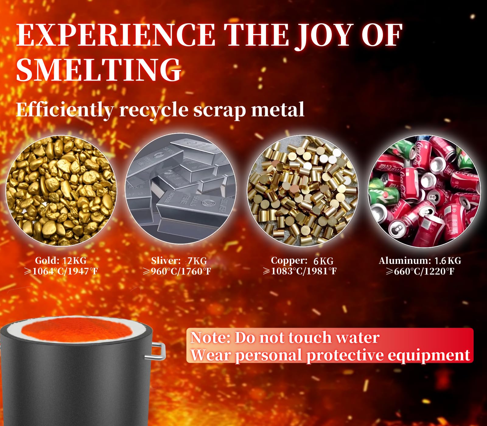 6KG Propan-Schmelzofen-Set, Schmelzofen Brennofen Schmelzen Gold Silber Kupfer Aluminium Metall Recycling für Schmuck Herstellung und Metallgießen