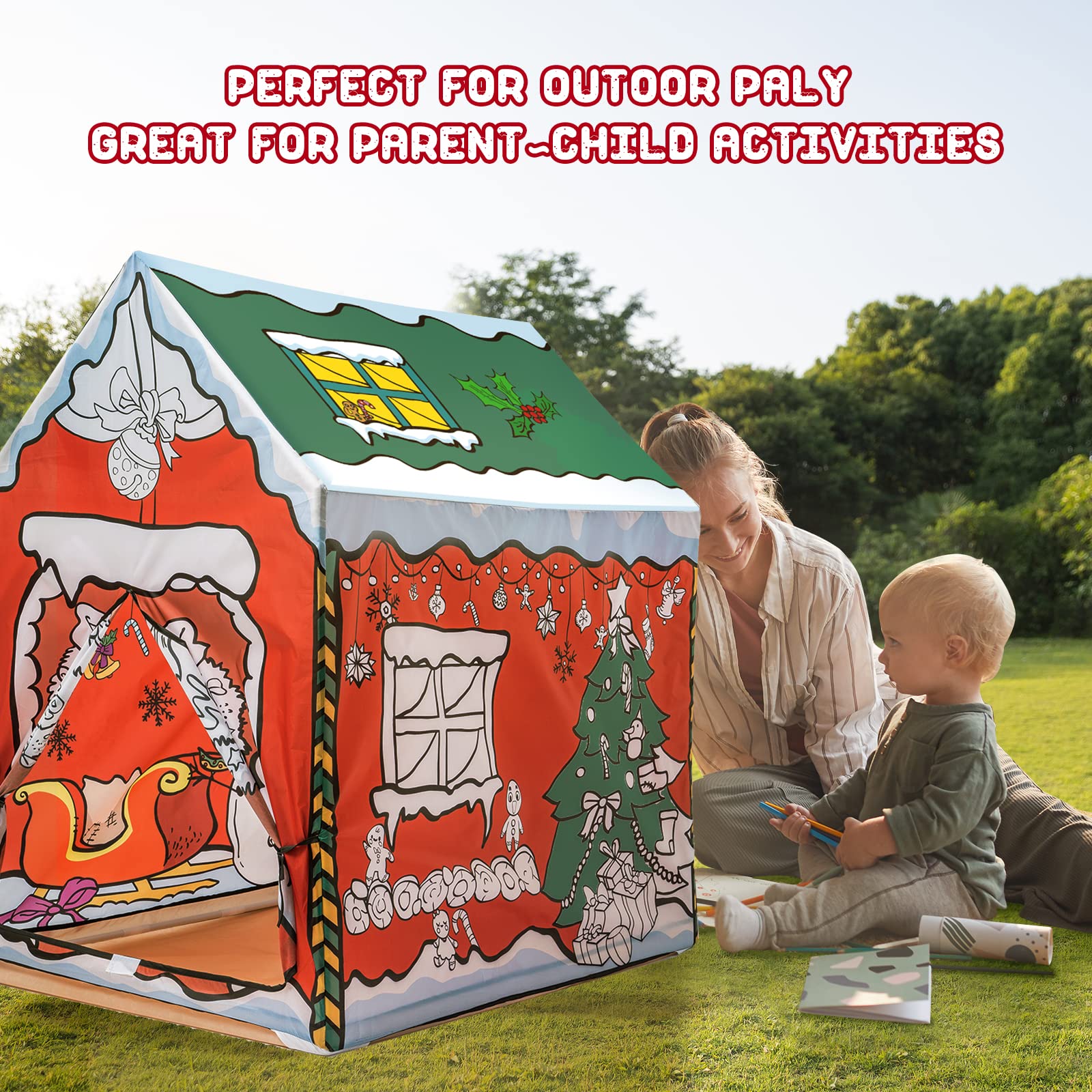 Starpony Christmas Painting Playhouse Tent Graffiti Diy Art Craft