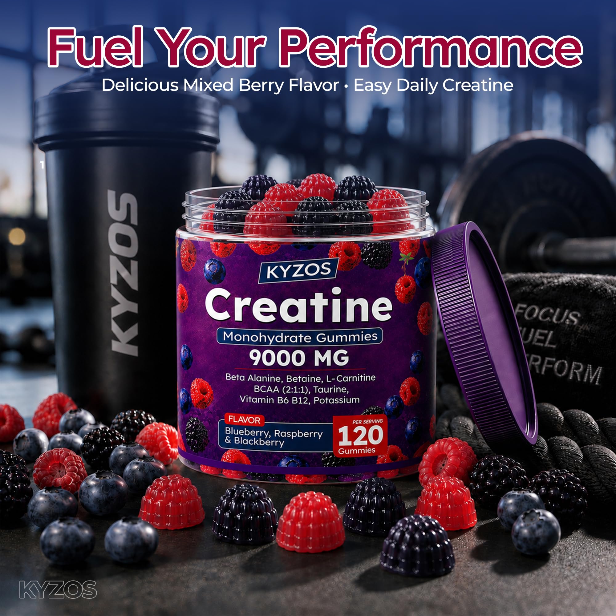 Creatine Monohydrate Gummies 5000mg for Men & Women, Blended BCAA 2:1:1, Beta-Alanine, Taurine & L-Carnitine, Sugar Free Mixed Berry Flavored, 120 Count — Amazon image 7