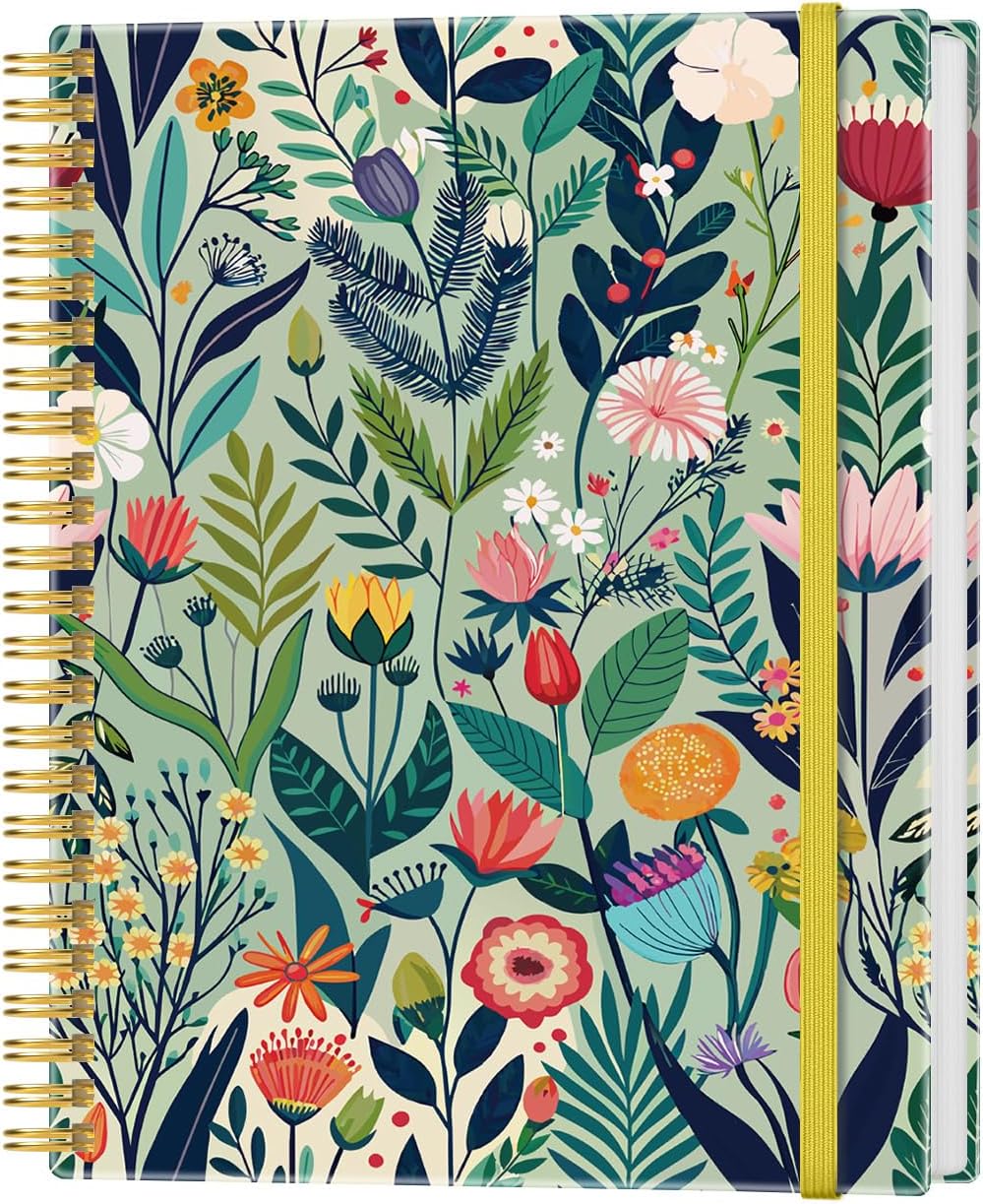 Lined Spiral Journal Notebook for Women & Men - 100 Pages College Ruled Notebooks, A4 Lined Notebook for Work & Note Taking,Perfect for Office/School/Home,100 GSM Thick Paper, 8.5" x 11", Floral-E