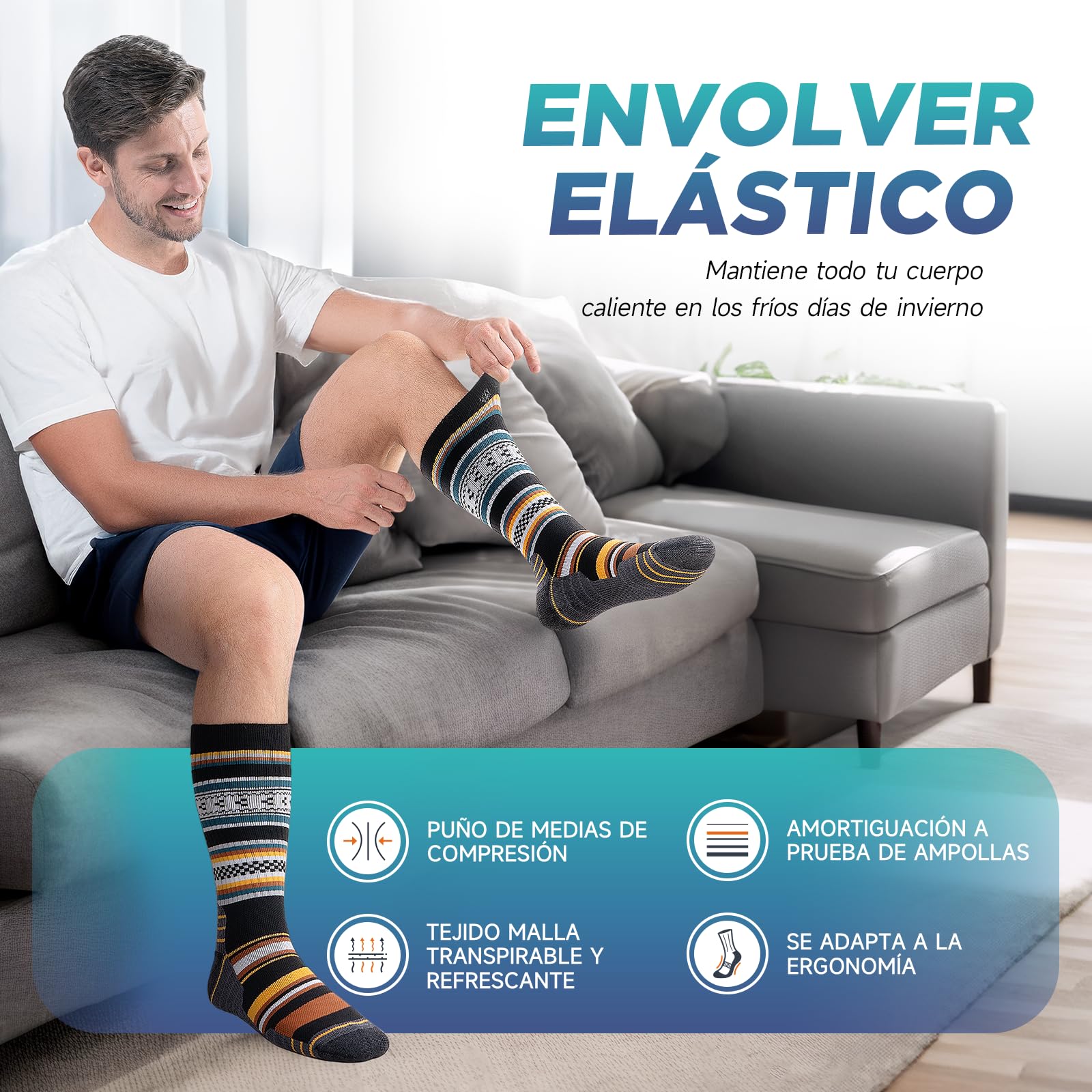 Calcetines Térmicos de Lana Merino para Hombre Invierno Trekking