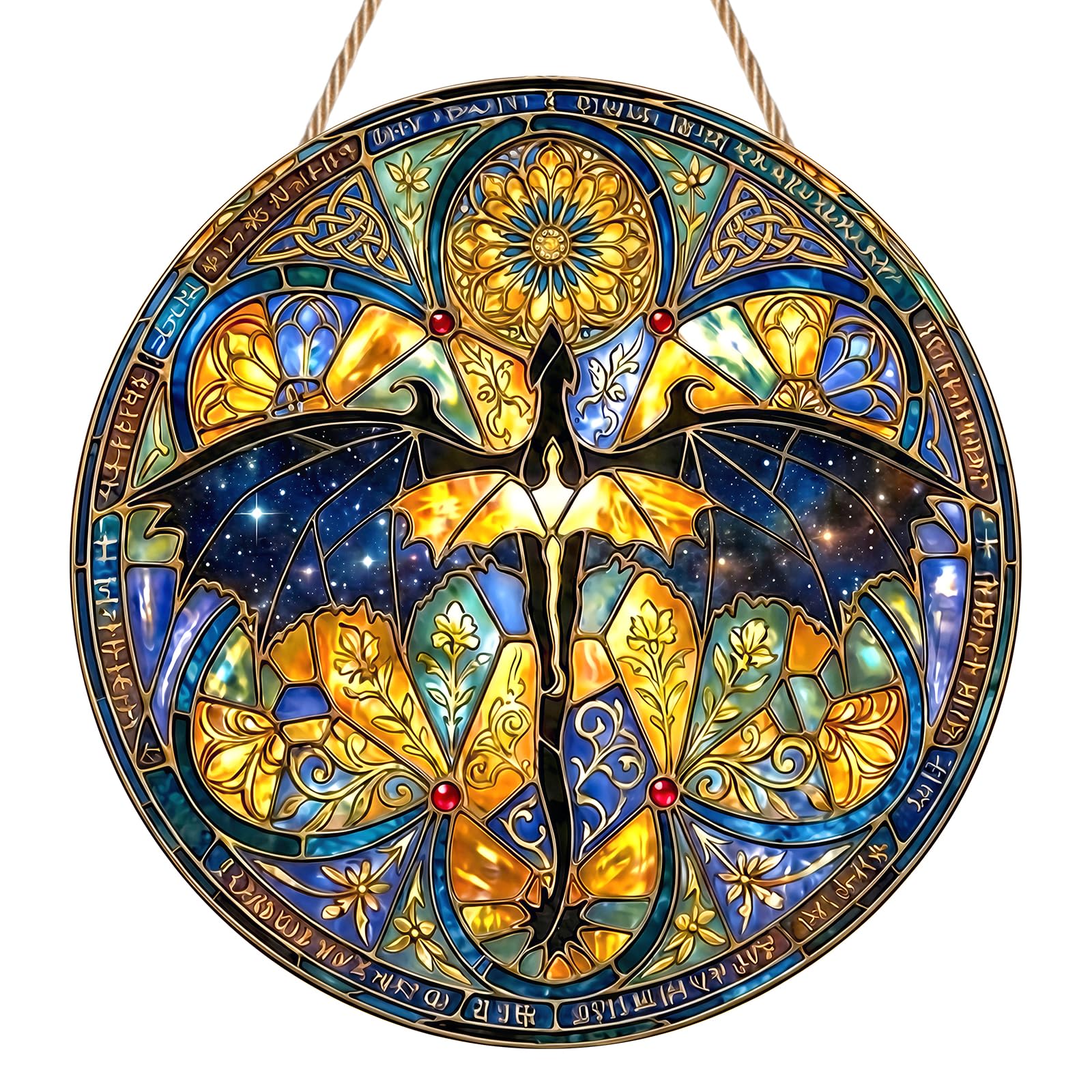 Fourth Merch Wing Suncatcher, Stained Glass Sun Catchers for Windows, Eye-catching Pterosaur Ornaments for Book Fans, Fantasy Hanging Decoration for Shelf Wall and Garden