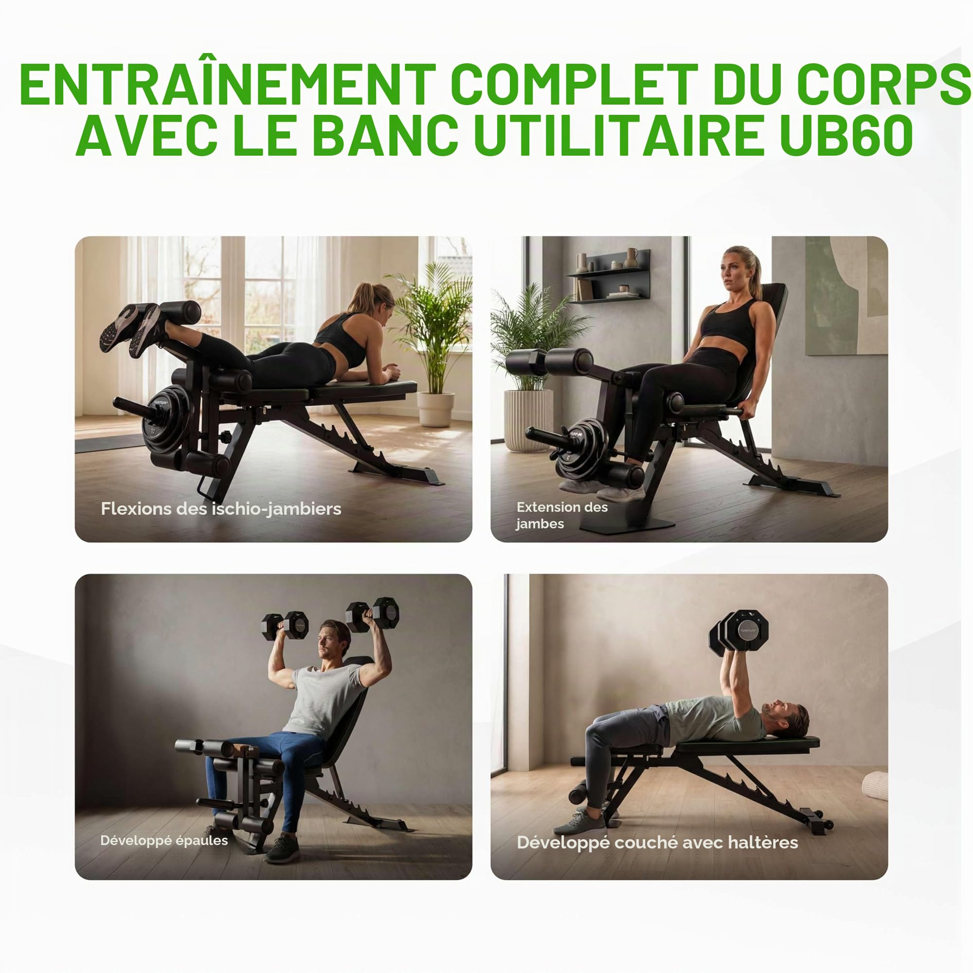 Tunturi UB60 - Banc de musculation - Bancs réglables - pour exercices de musculation à la maison/au bureau