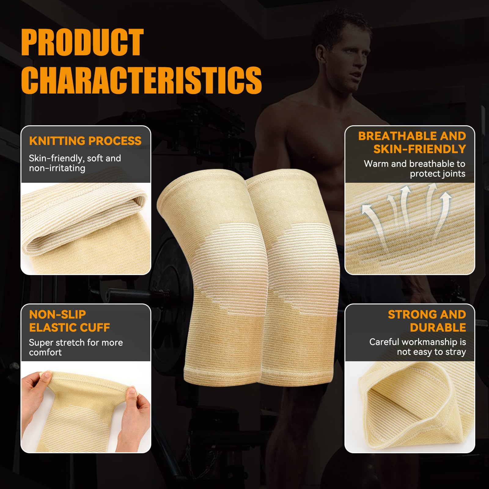 Pack of 2 Bamboo Knee Support with Compression, Bamboo Knee Brace, Knee  Support Men Women, Knee Bandage Women's Osteoarthritis, Knee Sleeves, Knee  Brace, Sports Knee Pads (Beige, M) : Amazon.de: Health &