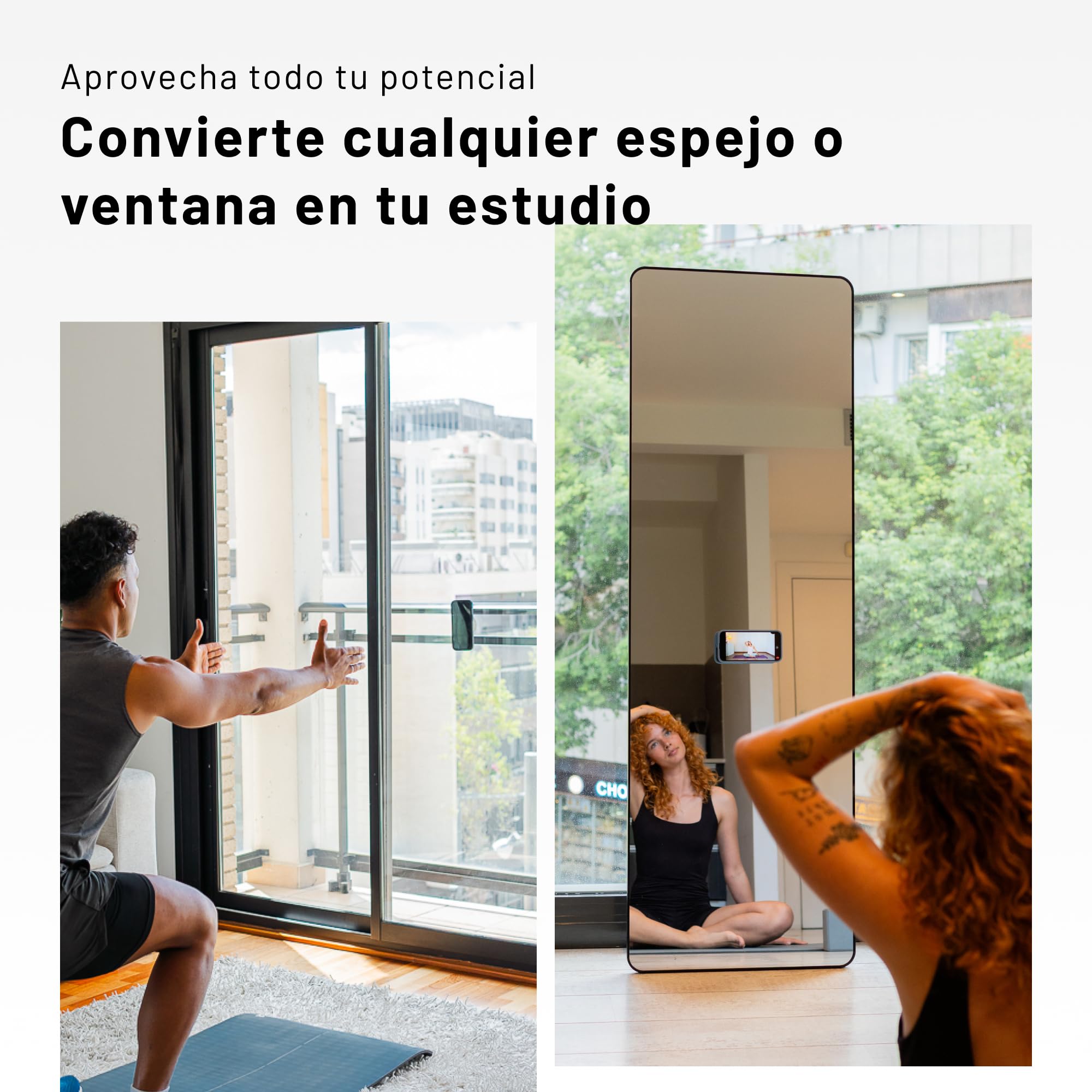 Ventosa Movil, Soporte Magnetico Movil Coche, Espejo Ducha, Soporte Magsafe Compatible con iPhone, Android y Tablets, Ideal para Fitness, Yoga, Selfies, Padel, Incluye Anillo Adaptador
