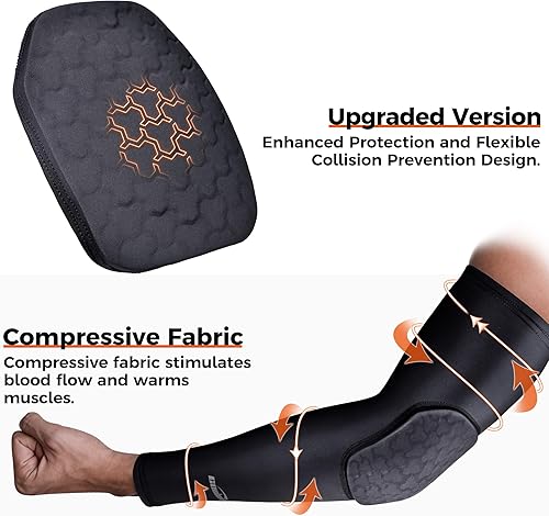 Miniatura 5 de COOLOMG Padded Arm Sleeve Protective Compression Elbow Pad Basketball Football Volleyball Sports Youth & Adult, Single Sleeve