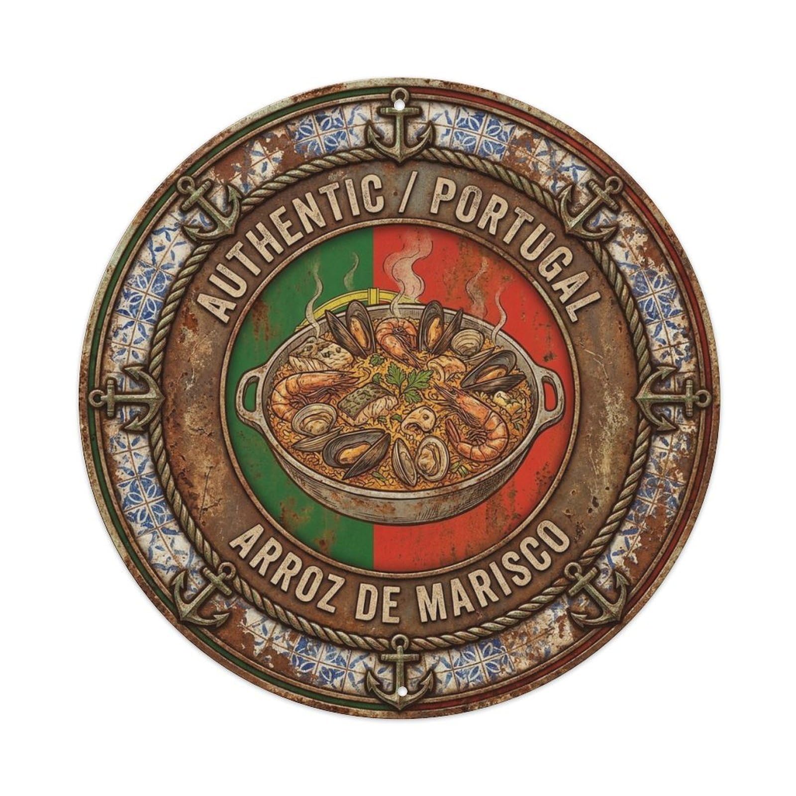 Portugal Travel Arroz De Marisco Seafood Rice Cuisine Metal Tin Sign