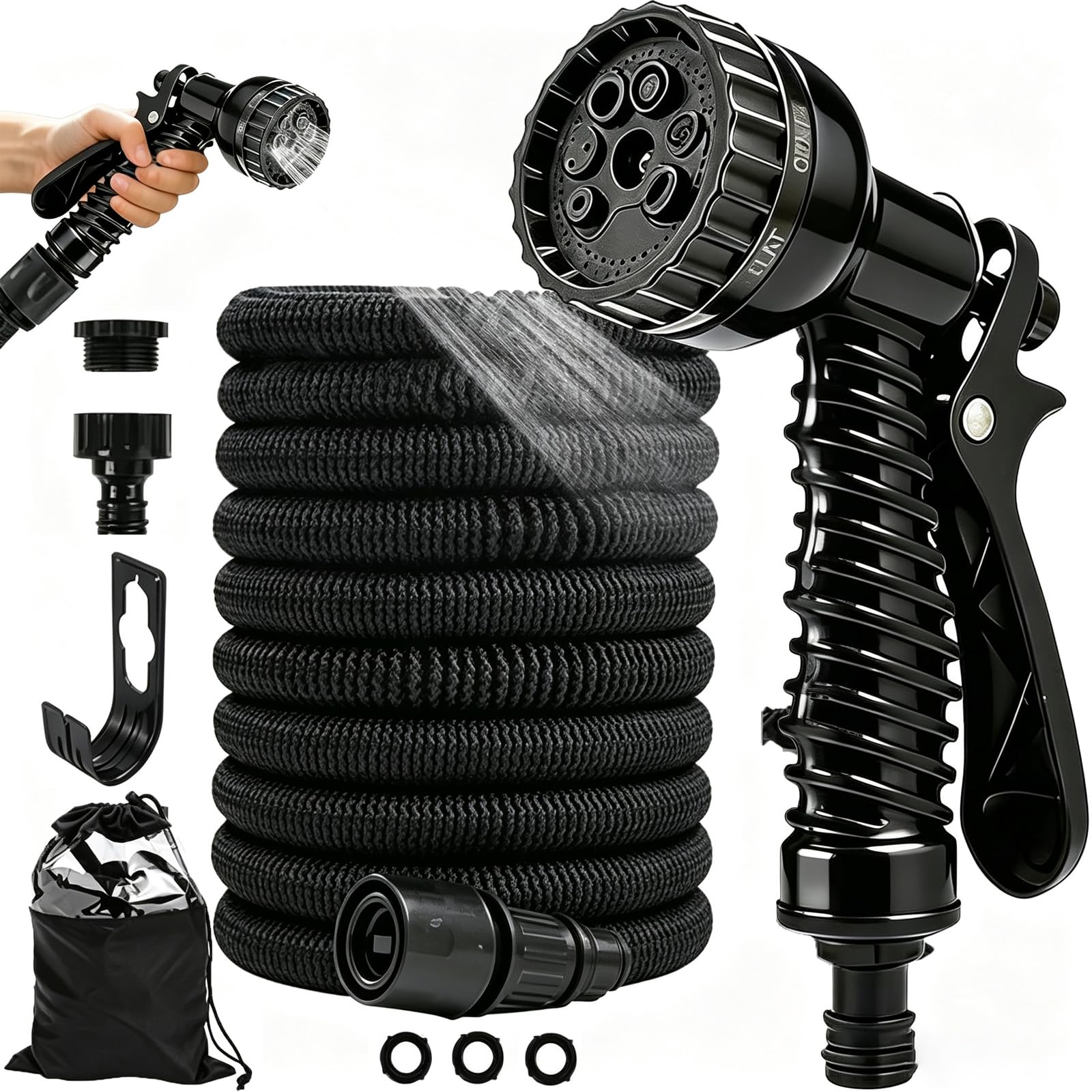 Expandable Garden Hose Pipe 50FT/15m, Hosepipes with 7 Spray Nozzle
