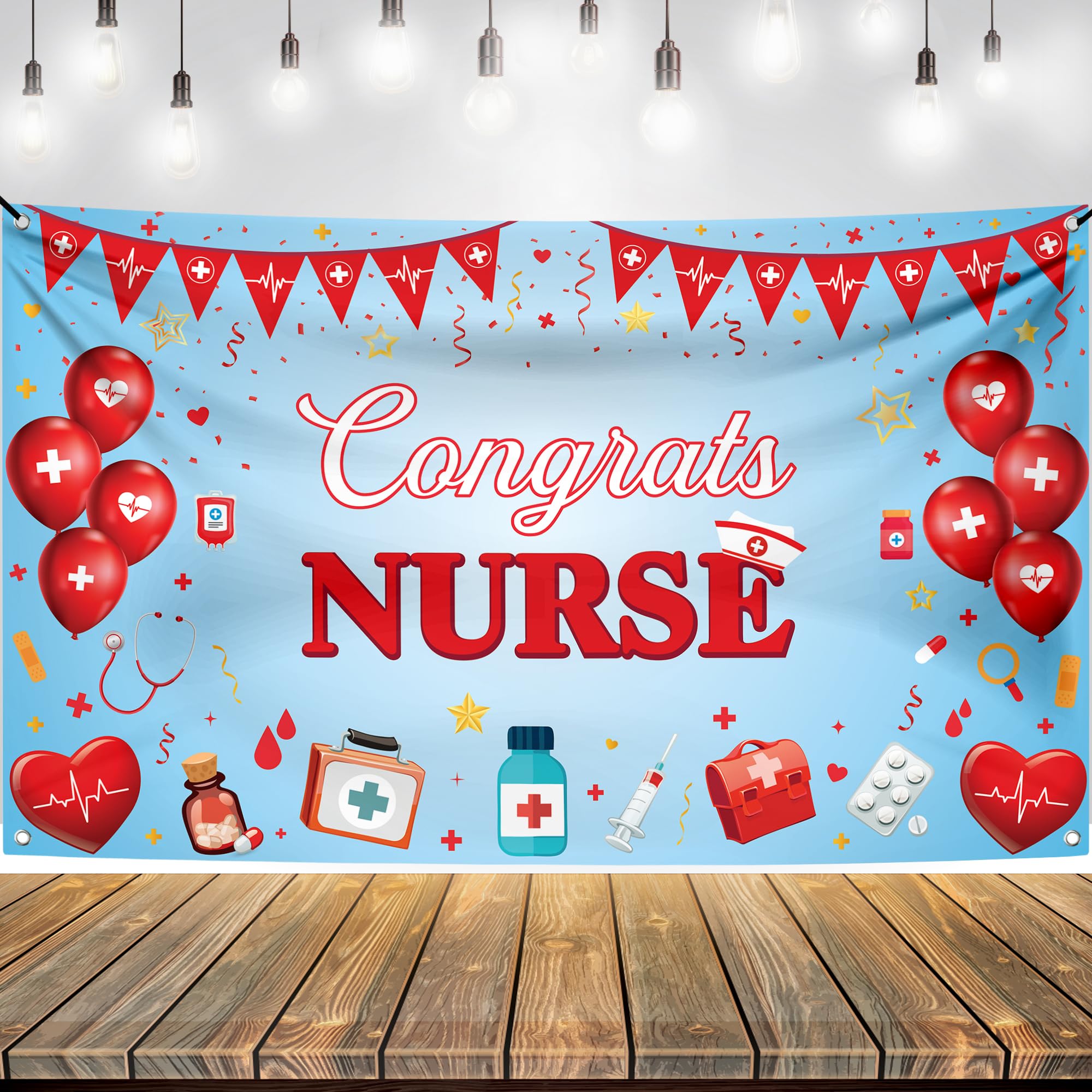 KatchOn, Red and Blue Congrats Nurse Banner - XtraLarge, 72x44 Inch | Graduation Banner, graduation Decorations 2025 | Nurses week decorations | Class