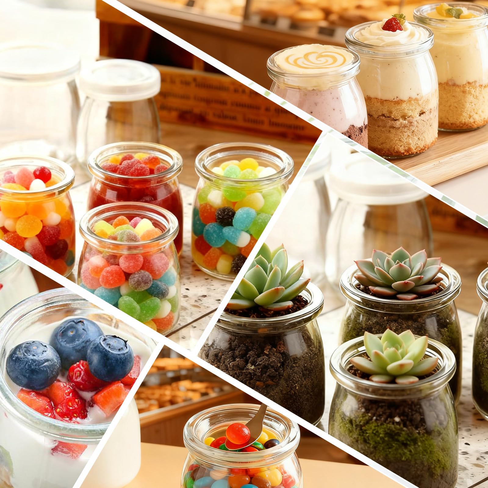 200ml Dessertgläser,Durchsichtige Joghurtgläser with Lid (30 Stück) - Joghurtgläser mit Deckel,Joghurt-Gläser, Weckgläser Glas Einweckgläser Tulpenglas für Marmeladen, Gelees, Honig, Desserts