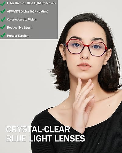 Miniatura 7 de EYEURL Gafas de lectura para mujeres, paquete de 4 gafas de lectura con bloqueo de luz azul, diseño vintage, marco en forma de diamante, bisagra de