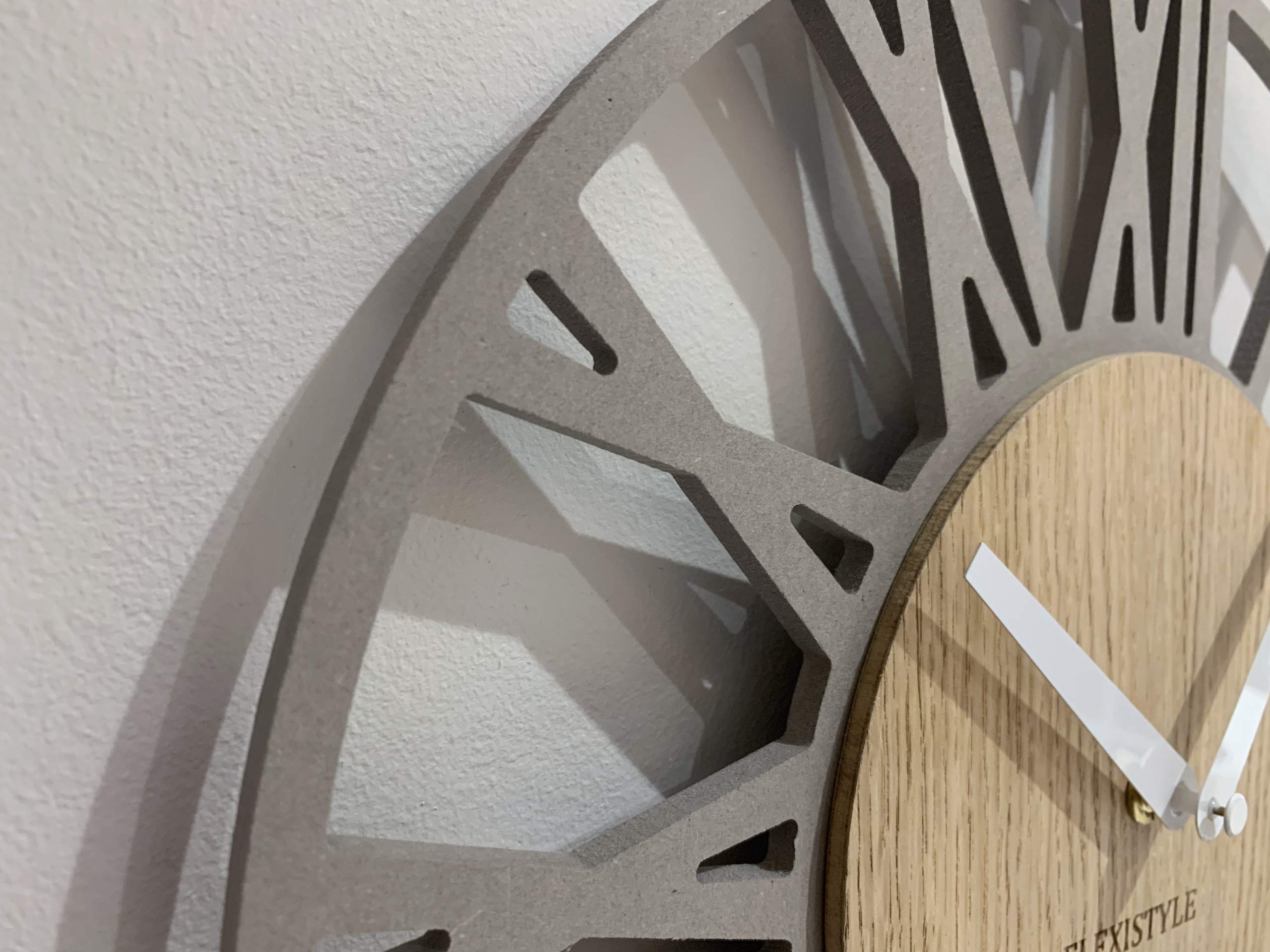 FLEXISTYLE Orologio Quadrato LOFT 30 Cm: Silenzioso, Design In Rovere Grigio - 5