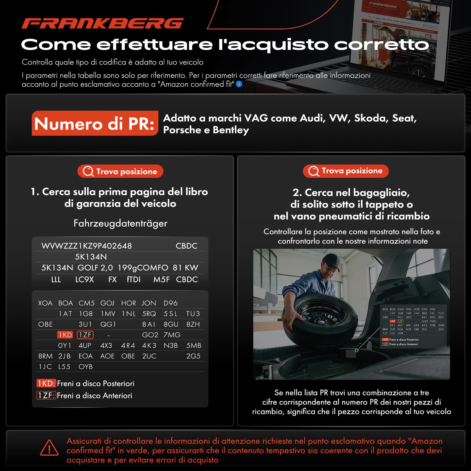 Frankberg Set freni incl. 2x Dischi Freno Ø282mm + 4x Pastiglie dei Freni Posteriore Compatibile con Golf V 1K1 Golf VI 5K1 Golf Plus 521 5M1 Golf VI Variante AJ5 Replace# 3CD615601