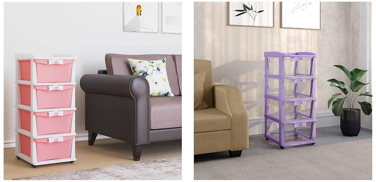 Nilkamal CHST24 4 Layers Plastic Chests of Drawers Purple & Nilkamal