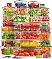 KEMETHY 60-Pack BPA-Free Leakproof Food Storage Containers with Lids, Stackable Meal Prep Set, Labels & Pen