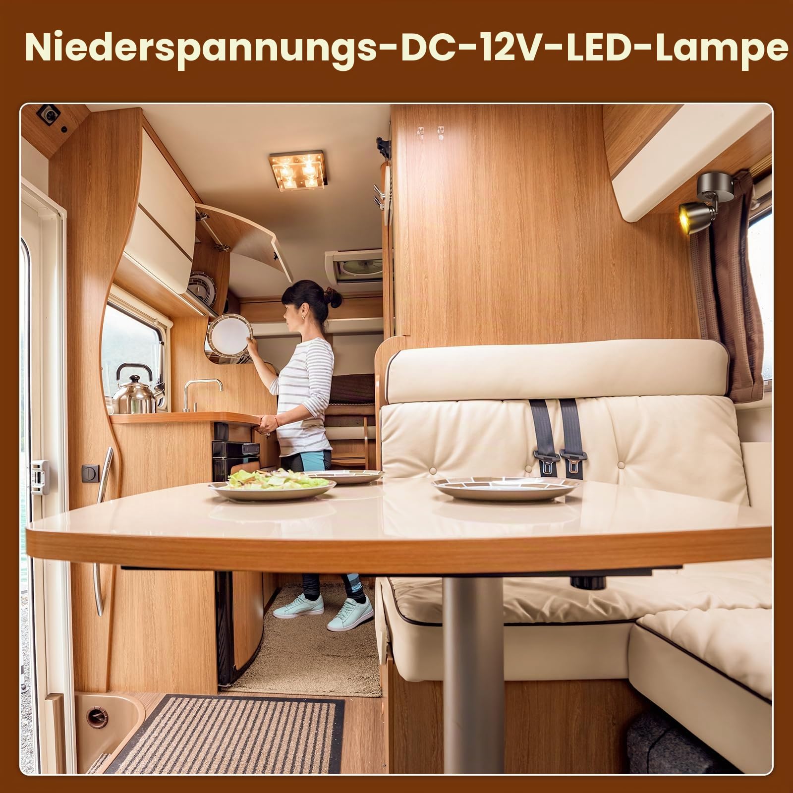 Bonlux 12V LED Spot Leselicht Mit Schalter - 3W Warmweiß 3000K Lampe für Wohnmobil, Wohnwagen, Camper, Reisemobil, Caravan, Boot - 2 Stück