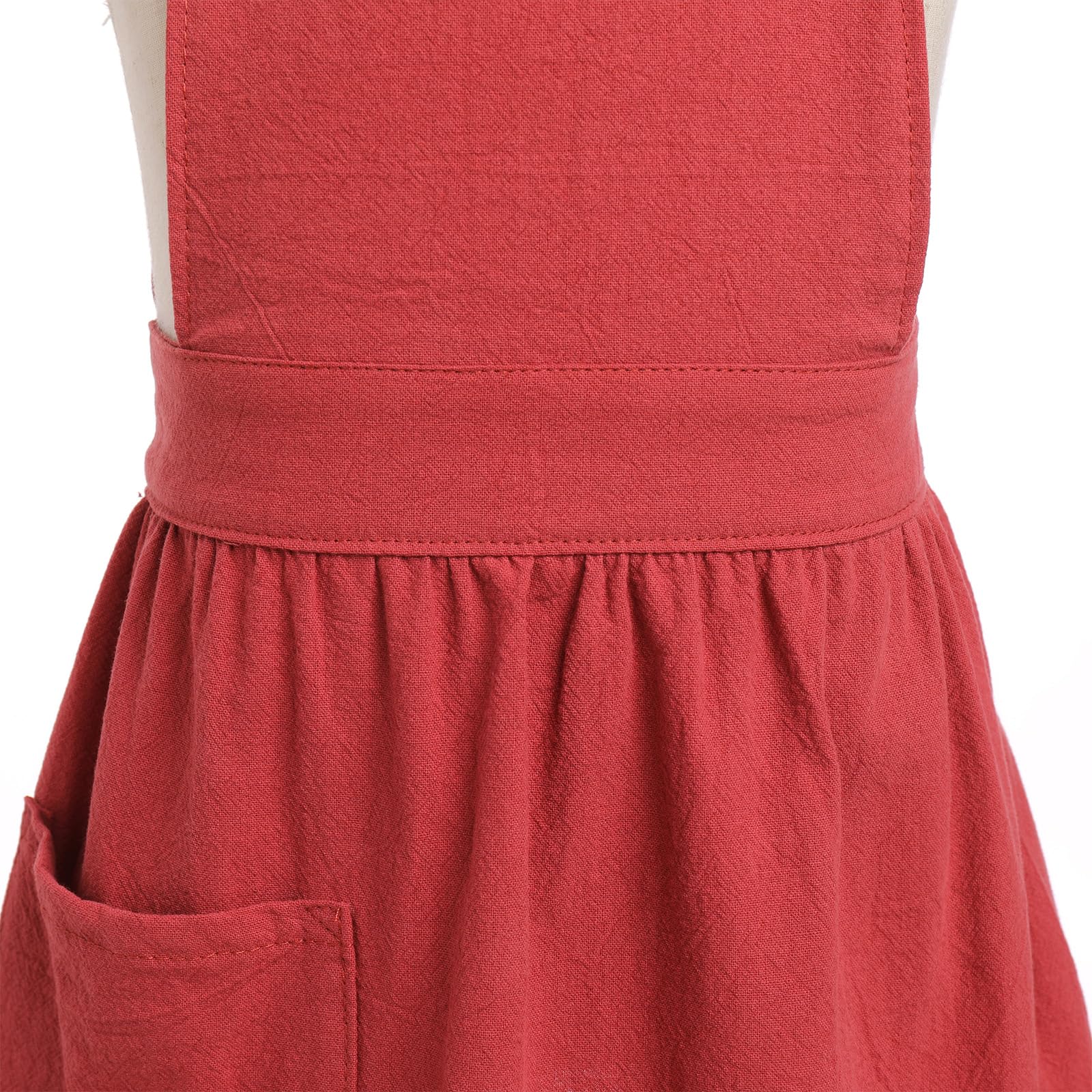 OBEEII Tablier de cuisine en coton et lin pour enfants avec poches