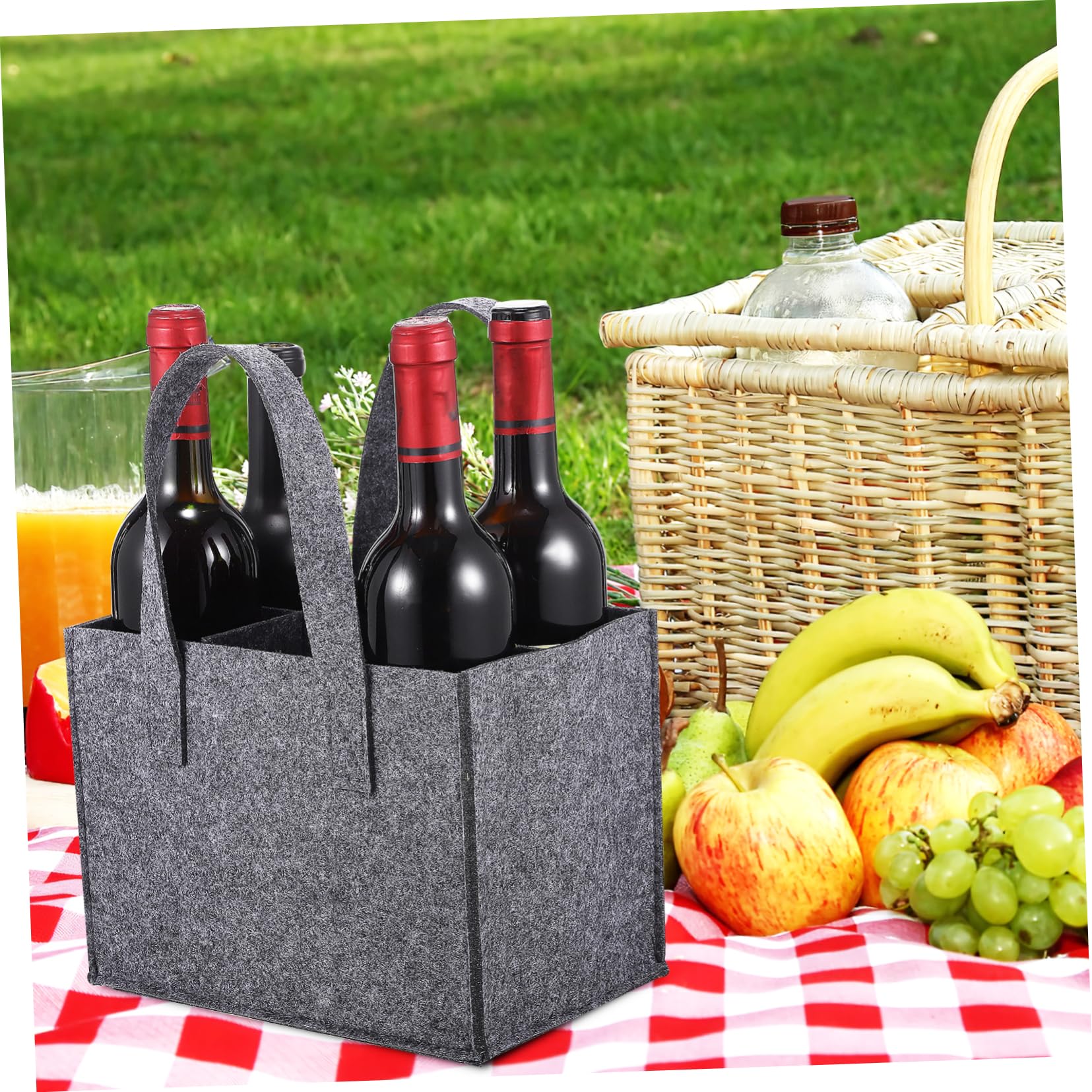 ORFOFE 4 Stück Filz Flaschentasche für Flaschen Wiederverwendbare Weinhandtasche mit Stabilen für Reisen Camping und
