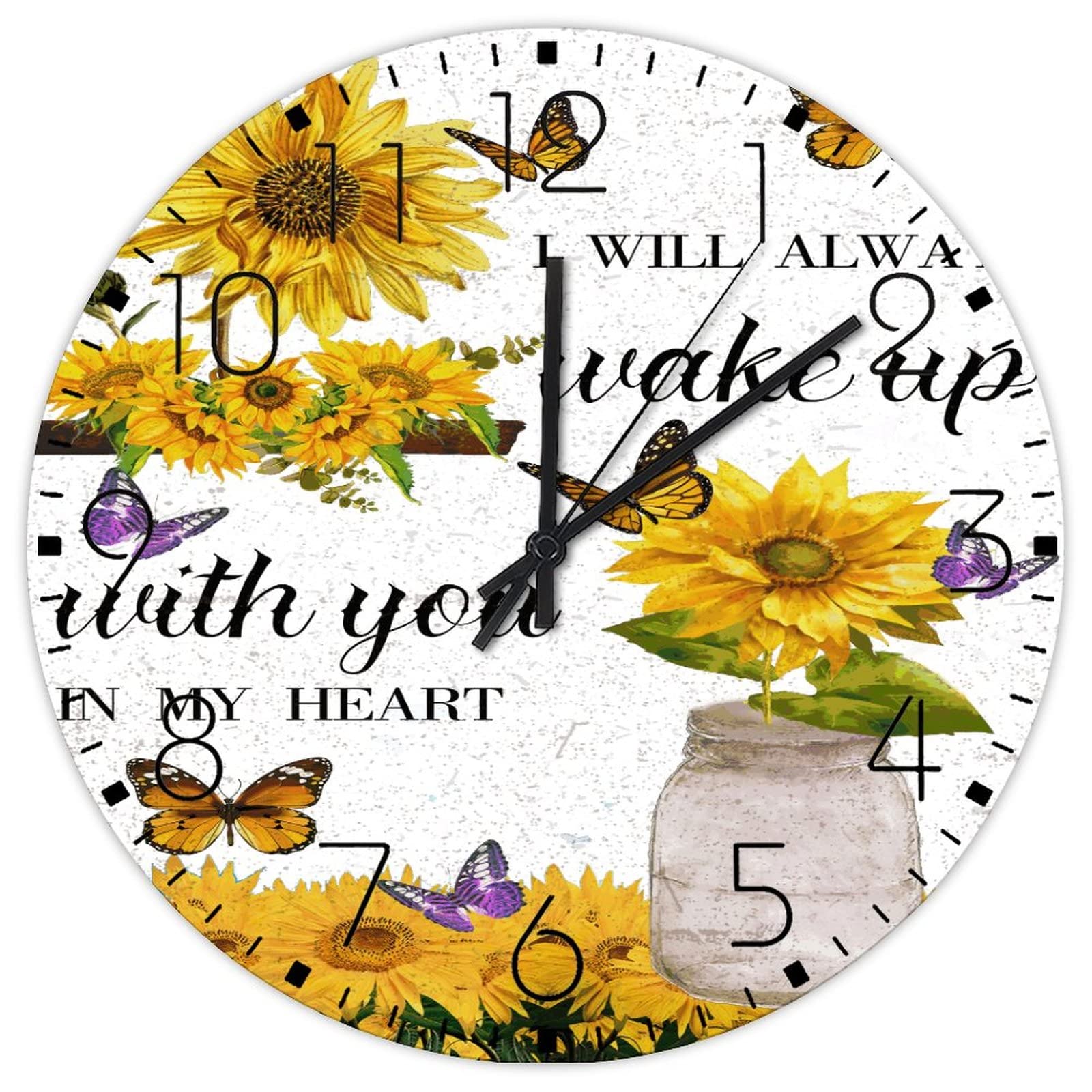 Horloge murale en bois vintage de 30,5 cm silencieuse à piles