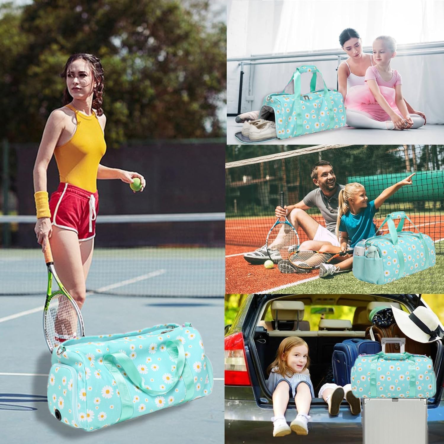 Sports Bag for Girls Kids Duffle Bag Girl Travel Bag Kids Overnight Bag Swimming Bag with Shoe Compartment - Image 2
