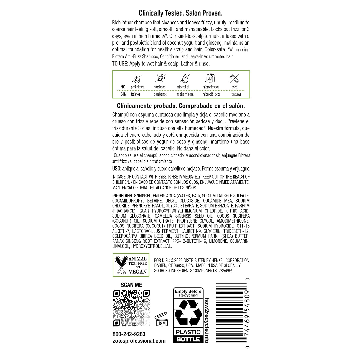 Biotera Anti Frizz Smoothing Shampoo | Smooths & Controls Frizzy, Unruly Hair | Microbiome Friendly | Vegan & Animal Test Free | Paraben Free | Color-Safe - Image 8