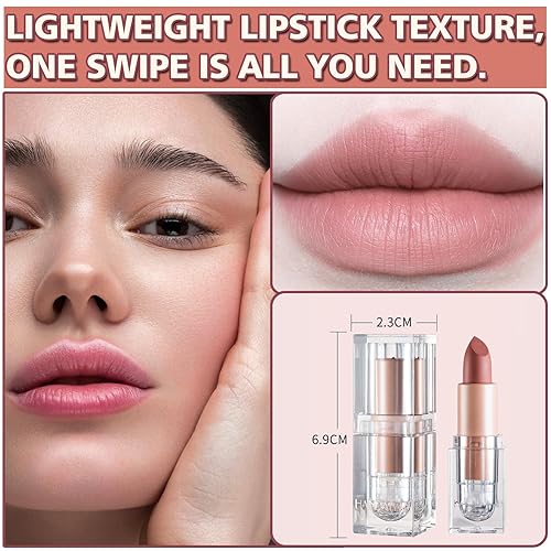 Miniatura 7 de Lápiz labial mate nude aterciopelado, no se decolora, no se decolora, no pegajoso, lápiz labial mate, tinte de labios mate, de larga duración,