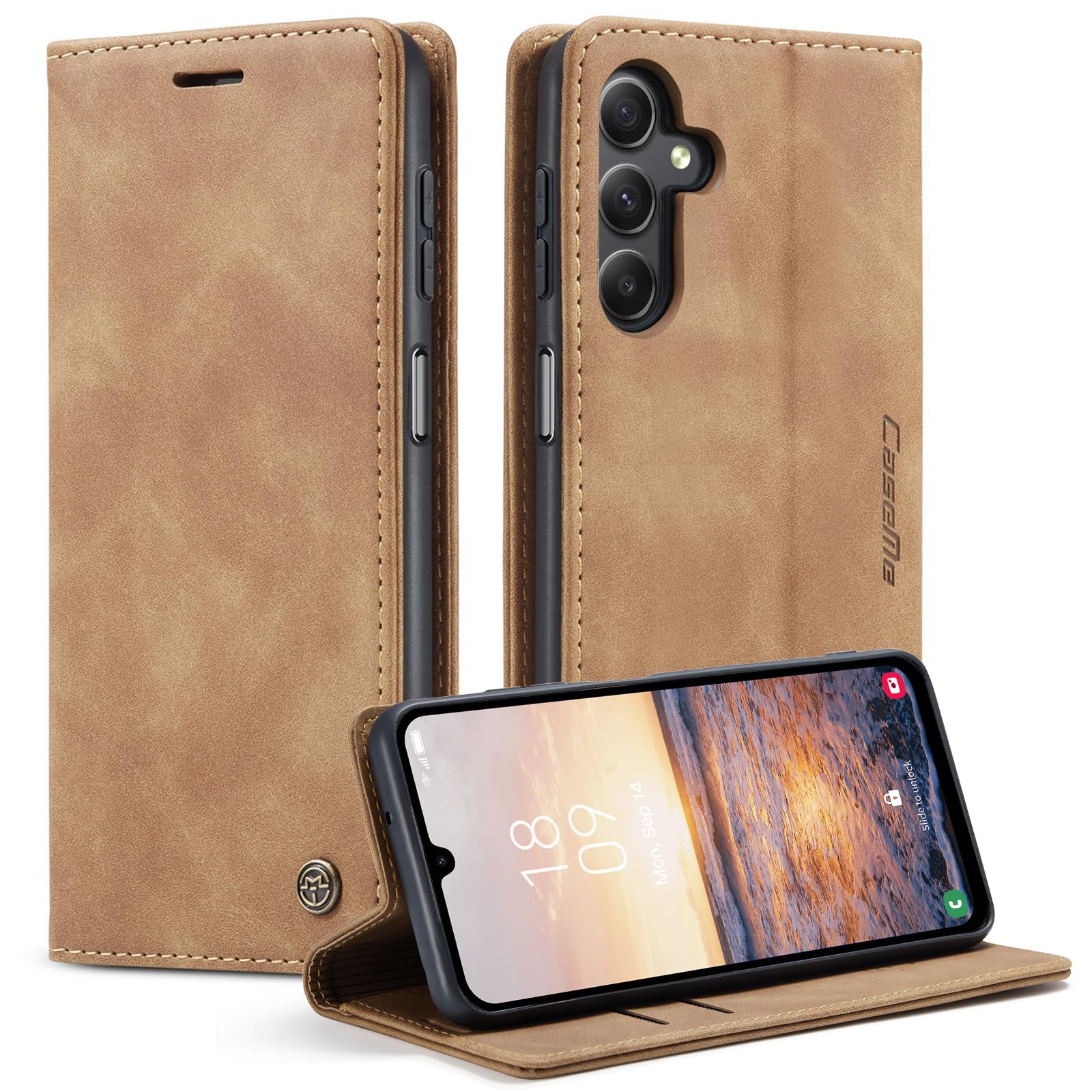 Monweicz Cover Compatibile con Samsung Galaxy A36, Custodia Portafoglio con Slot per Scheda, Protezione Completa Premium in Pelle PU, Flip Libro Magnetica Samsung Galaxy A36, Marrone