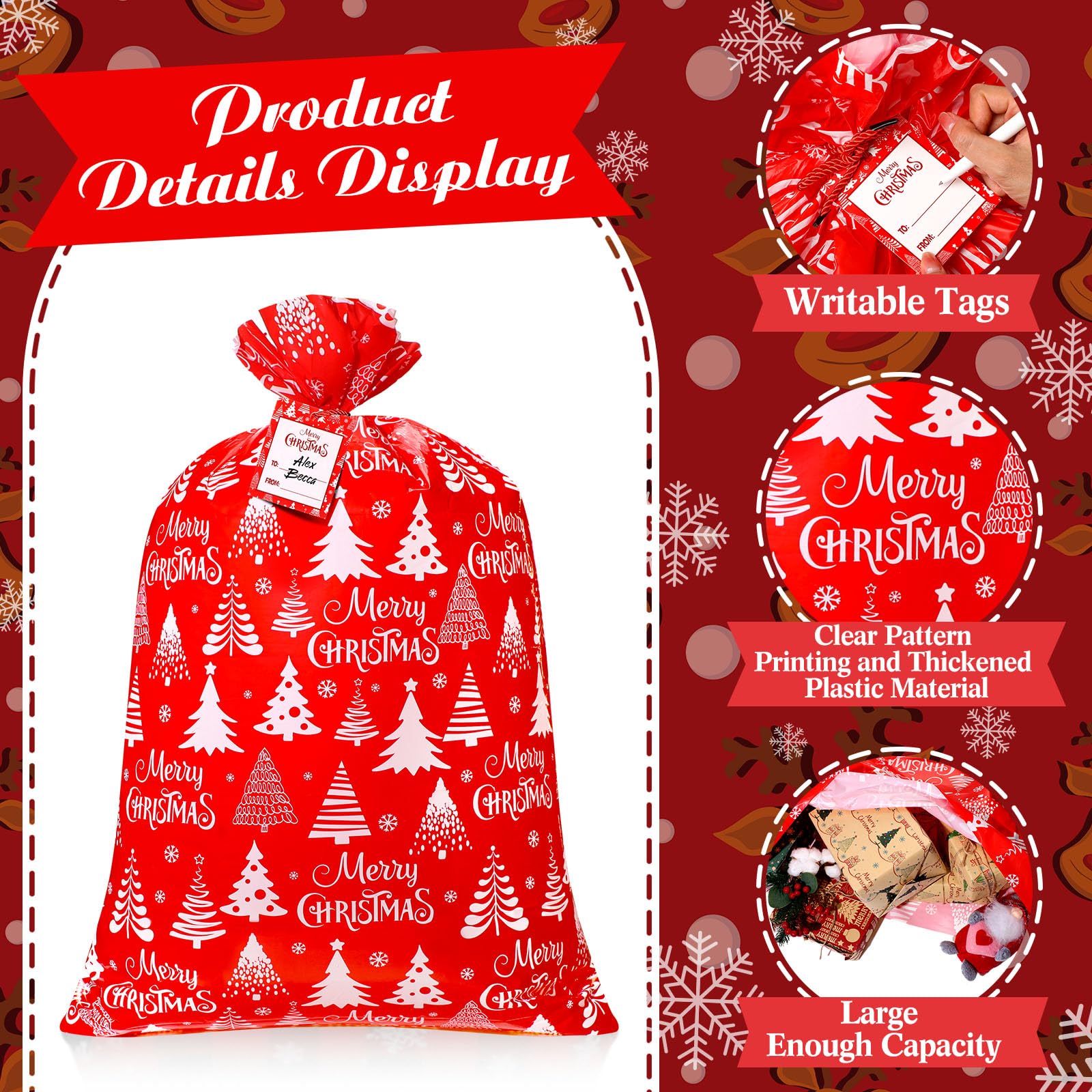 Amazon.com: 3 Pcs Jumbo Christmas Gift Bags 56'' Extra Large