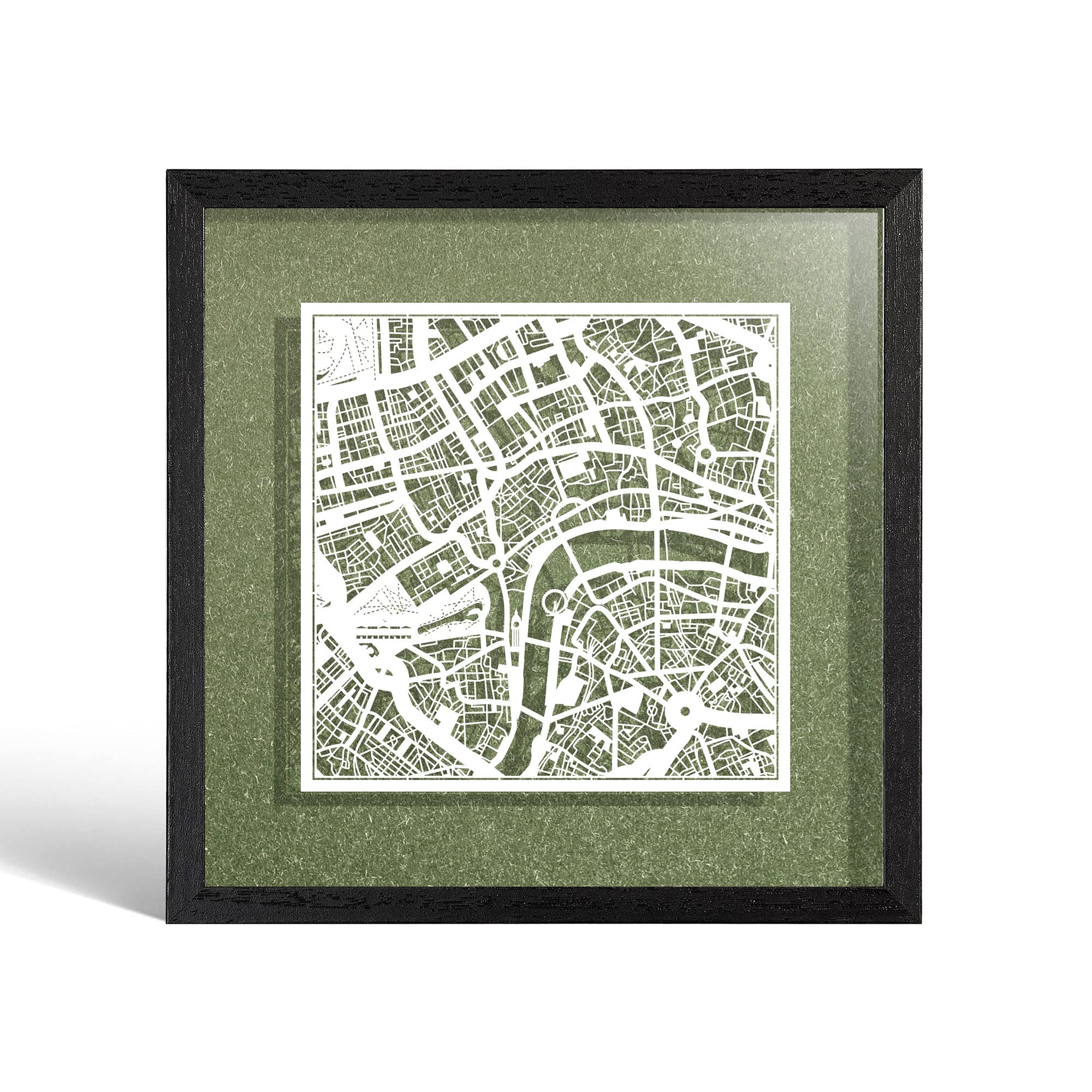 O3 DESIGN STUDIOLondon Paper Cut Map framed , White map, Black frame, 9x9 inches, Gift Boxed, 4 background color, self-changing, Paper Art