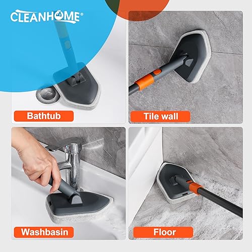 Miniatura 2 de Limpiador de ducha extensible, cepillo limpiador de bañera de baño con mango largo, 56 pulgadas, herramientas de limpieza de pared de suelo de