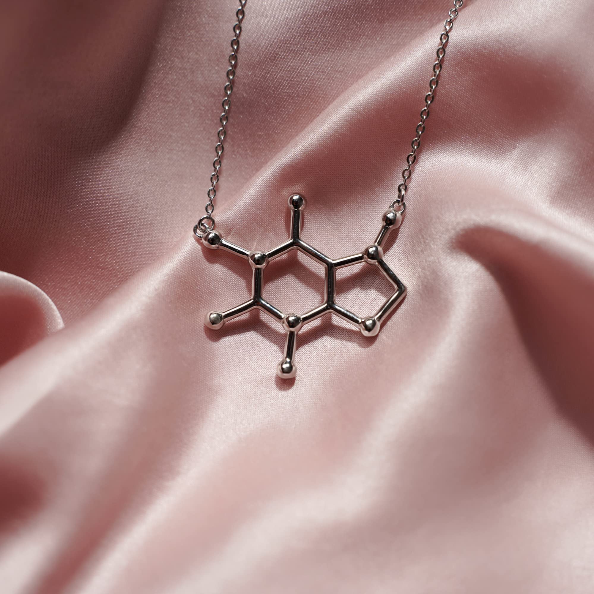 South Street Designs - Collar de molécula de cafeína, joyería de plata de ley 925 para amantes del café y entusiastas de la ciencia