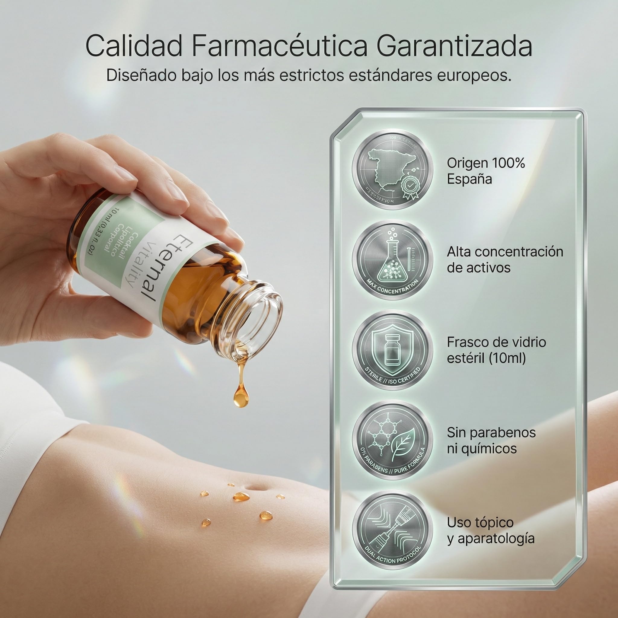 Anticelulítico Reductor Potente – Cocktail Corporal Lipolítico, Ampolls de 5ml, quemagrasas Abdominal, Reductor y Reafirmante para celulitis piernas y glúteos (3 Viales)