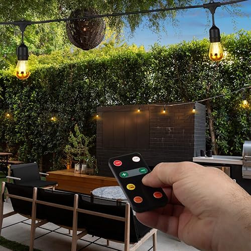 Miniatura 8 de Brightech Ambience Pro - Guirnalda de luces LED para exteriores con regulador de intensidad inteligente con control remoto, luces de patio de grado
