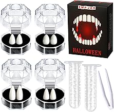 Vampire Teeth 4 Sizes Halloween Decorations Party Cosplay Props 4 Pairs Vampire Fangs Fake Teeth with Adhesive Halloween White Favors Accessories Gift