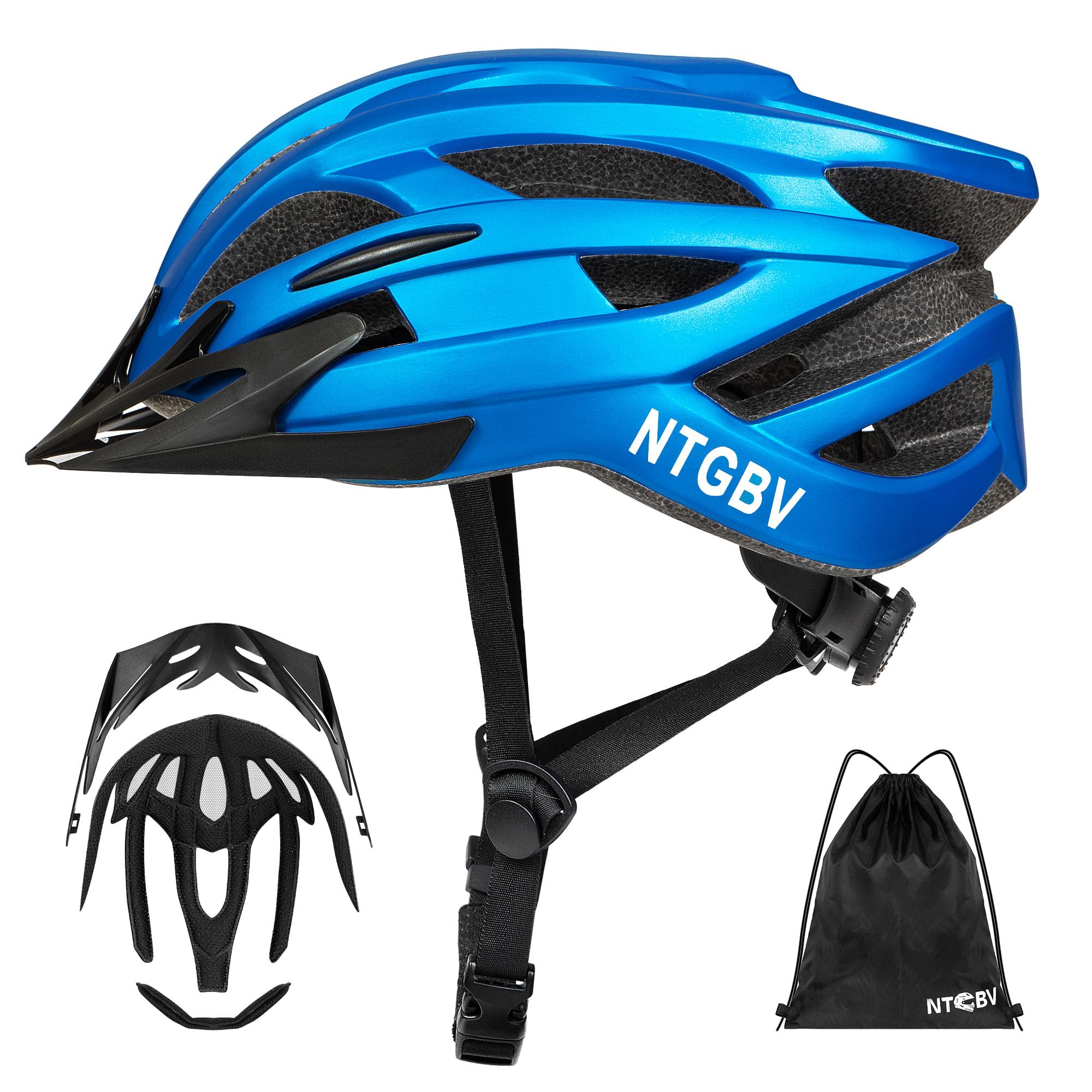 Photo 1 of NTGBV Bike Helmet Adult Men/Women Visor CPSC/ASTM Cert Metallic Blue L