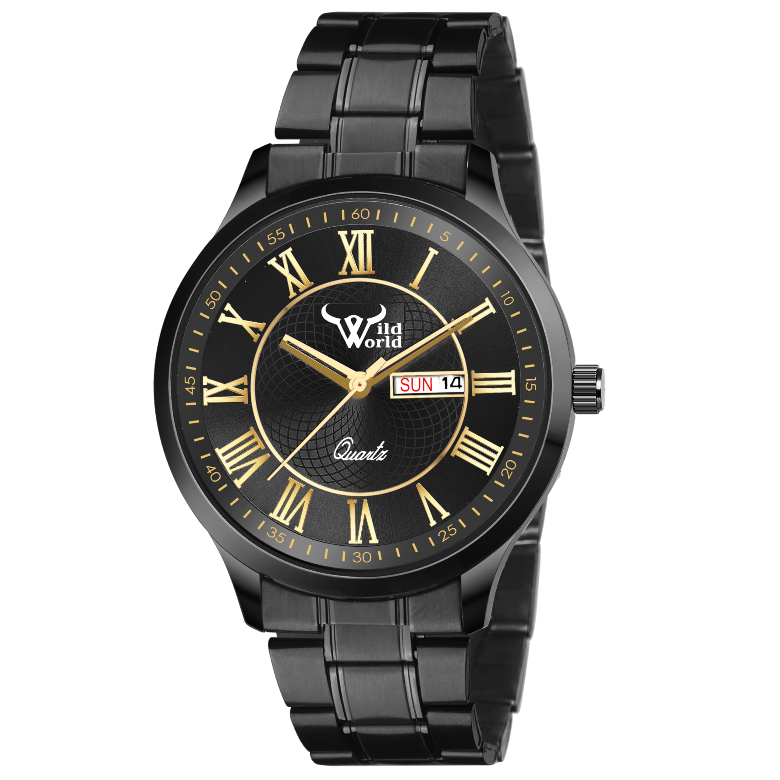 Wild world® Lifestyle Rose Brown Chronograph Quartz Mens Wrist Watch | Stainless Steel Waterproof Auto Date and Auto Days (Black) (B0CR1TC2Z6) Amazon Price History, Amazon Price Tracker
