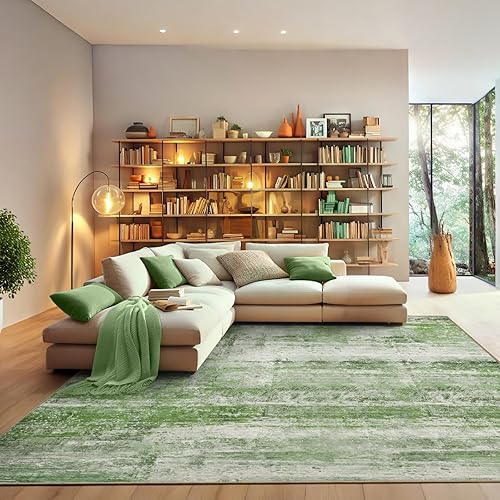 Miniatura 2 de Alfombra abstracta de 5 x 7 para sala de estar, comedor, oficina, dormitorio, verde salvia