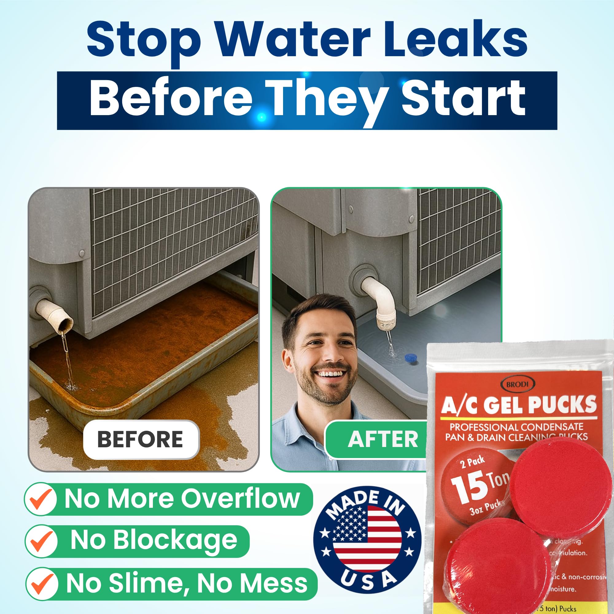 AC Pan Tablets, Commercial-Grade, Gel Lock Tech: Long Lasting, Moisture Activated Slow Release, Non-Corrosive & Safe - No Residue, Pan Treat Tablets (15 Ton, 2 Pack)